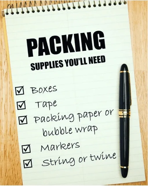 Labelled moving boxes packed for a house move in York