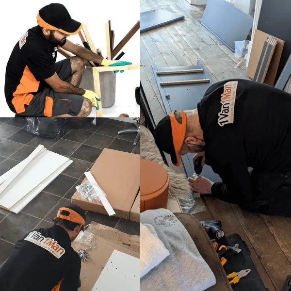 Removal team dismantling a wardrobe before a York house move