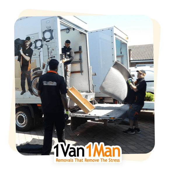 Professional movers loading a removal van