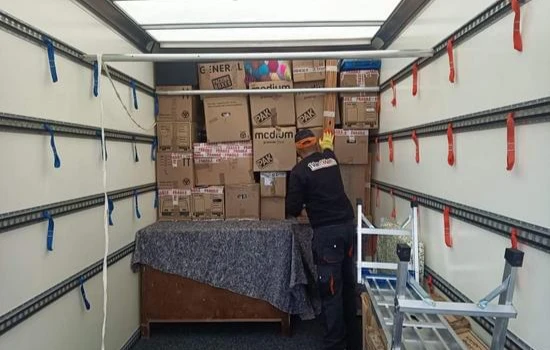 packing boxes in van