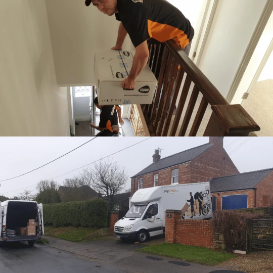 Man and van removals team navigating tight lanes for a village house move in Pocklington East Yorkshire